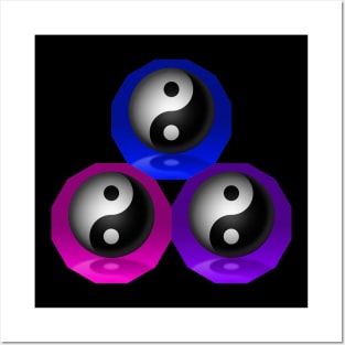 Yin Yang Triangle - Blue, Purple and Pink Posters and Art